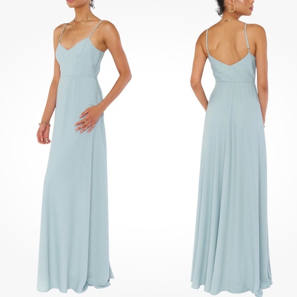 SHOW ME YOUR MUMU FAITH MAXI DRESS SILVER SAJE LIGHTWEIGHT DRAPEY BRIDESMAID NWT - Picture 1 of 14
